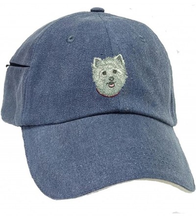 Baseball Caps Westie Low Profile Baseball Cap with Zippered Pocket. - Blue Pigment Dyed - C4128IX6F5B $55.98