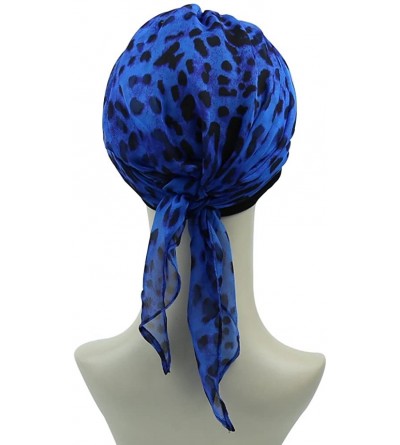 Skullies & Beanies Chemo Headwear Headwrap Scarf Cancer Caps Gifts for Hair Loss Women - Black Blue Leopard - CR18CK4OQ24 $16.04