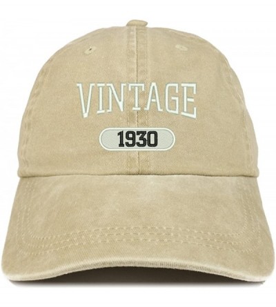 Baseball Caps Vintage 1930 Embroidered 90th Birthday Soft Crown Washed Cotton Cap - Khaki - CM180WWQLYZ $15.68