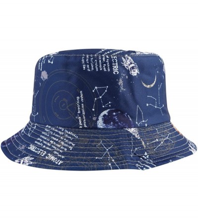 Bucket Hats Unisex Galaxy Bucket Hat Summer Fisherman Cap for Men Women - Planet Blue - CU18SQHGZAZ $14.25