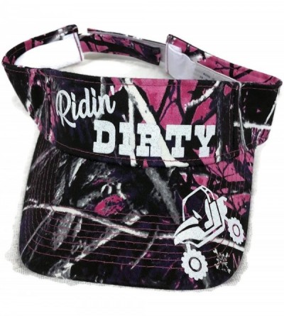 Visors White Glitter Ridin' Dirty Buggy on Cotton Purple/Pink Sun Visor Fashion - CI18QRACD6R $19.62