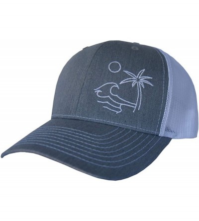 Baseball Caps Outdoor Trucker Hat Snapback - Surf Beach Design - Heather Grey/White - CD18UYN3G74 $47.45