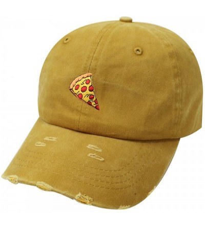 Baseball Caps Pepperoni Pizza Cotton Baseball Dad Caps - Qv440 Ripped Gold - CJ18CWASZTE $22.70