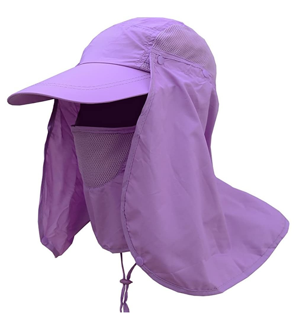 Sun Hats Outdoor Hiking Fishing Hat Protection Cover Neck Face Flap Sun Cap for Men Women - Purple - CS18G8CWTEY $15.04