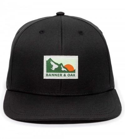 Baseball Caps Harvest Sustainable Fabric Woven Label Patch Hat - Adjustable Baseball Cap w/Plastic Snapback Closure - Black -...