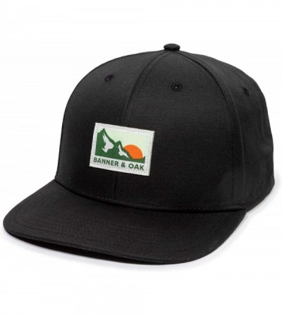Baseball Caps Harvest Sustainable Fabric Woven Label Patch Hat - Adjustable Baseball Cap w/Plastic Snapback Closure - Black -...