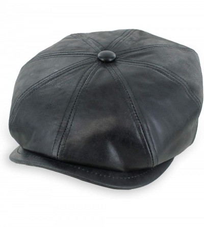 Newsboy Caps Belfry Leather Flat Newsboy Gatsby Mens Womens Caps - Caden Black - CB18KOMW90Y $35.36