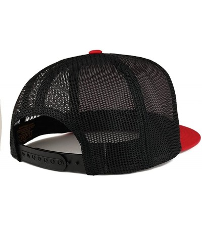 Baseball Caps Flexfit Brand 5 Panel 2 Tone Flatbill Mesh Classic Snapback Cap - Red Black - C518686QQH7 $11.28