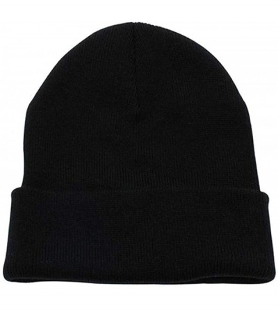 Skullies & Beanies Beanie Men Women - Unisex Cuffed Skull Knit Winter Hat Cap - Black - CW18L4M00IC $10.84