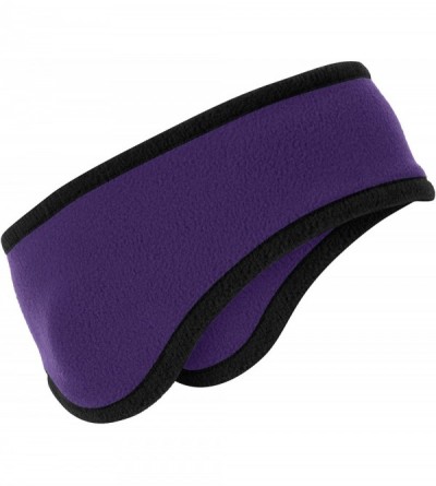 Cold Weather Headbands Soft & Cozy Two-Color Fleece Headband With Ear Warmers - Purple - CV11SRUCBJF $12.35