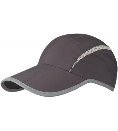 Baseball Caps Foldable Mesh Sports Cap with Reflective Stripe Breathable Sun Runner Cap - Dark Grey - C617YLCNE48 $13.42