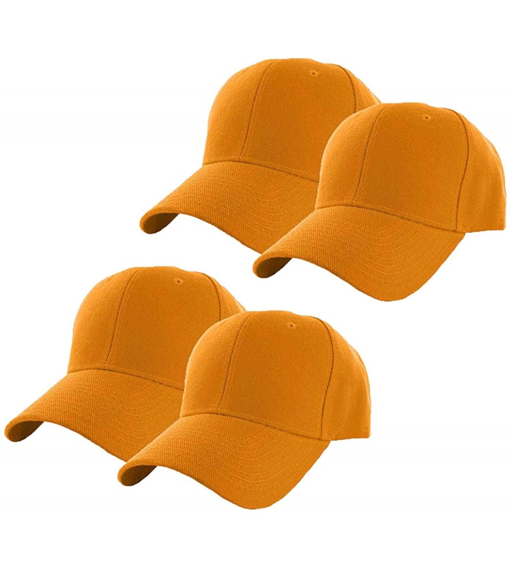 Baseball Caps Plain Adjustable Baseball Cap Classic Adjustable Hat Men Women Unisex Ballcap 6 Panels - Yellow/Pack 4 - C6192W...