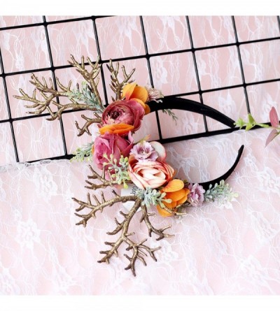 Headbands Adjustable Flower Headband Hair Wreath Floral Garland Crown Halo Headpiece with Ribbon Boho Wedding Festival - V - ...