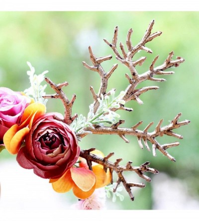 Headbands Adjustable Flower Headband Hair Wreath Floral Garland Crown Halo Headpiece with Ribbon Boho Wedding Festival - V - ...