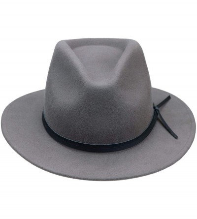 Fedoras Fedora for Men Women Wool Felt Camel Red Grey Black Panama Hat Classic Wide Brim Vintage - Grey - CC194EHR59O $30.58