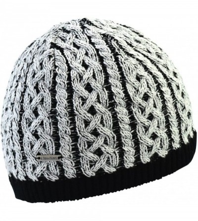 Skullies & Beanies Cable Knit Women's Winter Beanie - Black / White - CL12MS3BYQH $21.62