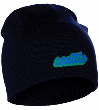 Skullies & Beanies Classic USA Cities Winter Knit Cuffless Beanie Hat 3D Raised Layer Letters - Seattle Navy - Green Royal - ...