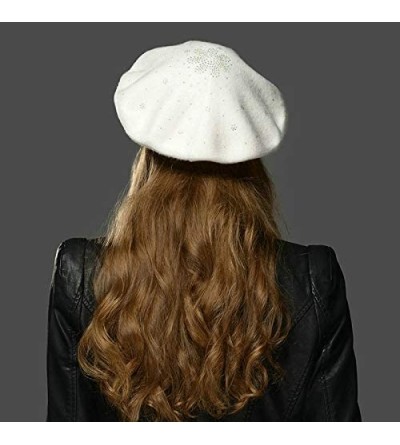 Berets Merino Wool Berets for Women Girls- Classic Plain French Style Artist Hat Gift - White - 38.6% Merino Wool - C318YESQY...