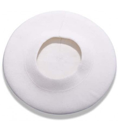 Berets Merino Wool Berets for Women Girls- Classic Plain French Style Artist Hat Gift - White - 38.6% Merino Wool - C318YESQY...