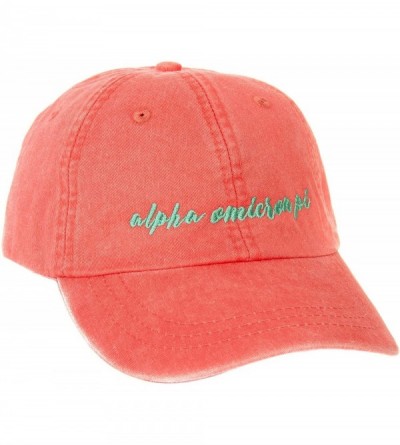 Baseball Caps Alpha Omicron Pi (N) Sorority Baseball Hat Cap Cursive Name Font AOII - Coral - C3188TTEHHO $15.80