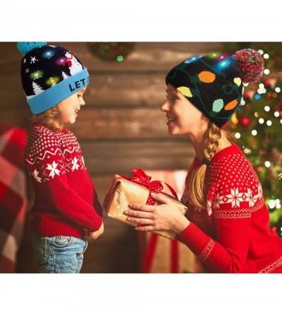 Skullies & Beanies 2 Pieces Christmas LED Light up Beanie Hats Ugly Sweater Knit Hats for Christmas Party (String Light- Snow...