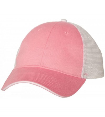 Baseball Caps Cotton Twill Trucker Cap with Mesh Back and A Sleek Trim On Front of Bill-Unisex - Pink/White - CN12I54XHBN $8.24