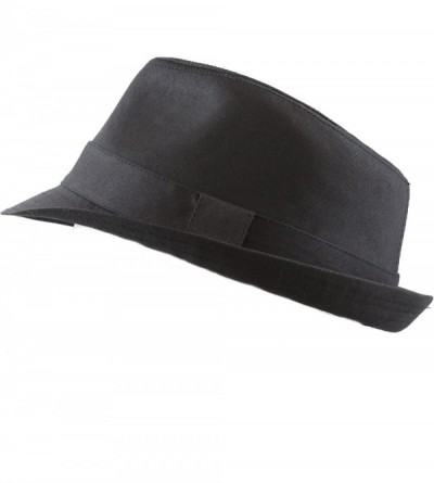 Fedoras Unisex Cotton Twill Paisley Lining Solid Fedora Hat - Black - CB12CQR4WWD $14.18