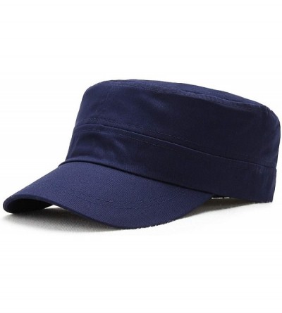 Baseball Caps Unisex Military Hat Men Women 100% Cotton Twill Flat Top Baseball Cap Adjustable Cadet Cap - C-navy - CE12NYOUP...