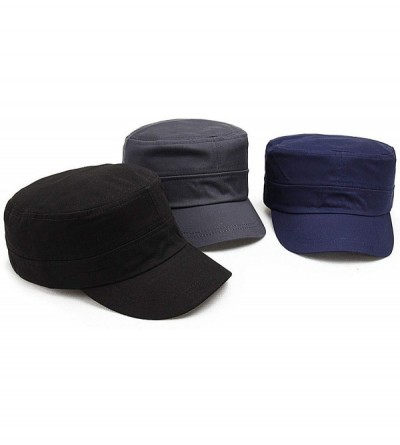 Baseball Caps Unisex Military Hat Men Women 100% Cotton Twill Flat Top Baseball Cap Adjustable Cadet Cap - C-navy - CE12NYOUP...