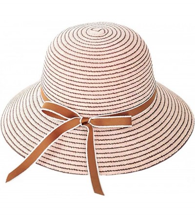 Sun Hats Cute Girls Sunhat Straw Hat Tea Party Hat Set with Purse - Bare Pink - CL193TO0S2R $14.52