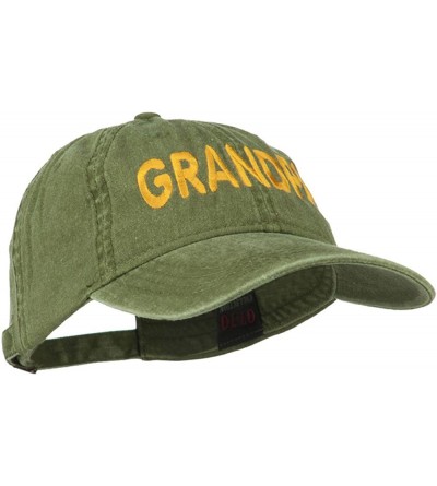 Baseball Caps Wording of Grandpa Embroidered Washed Cap - Olive Green - CN11KNJEHGD $24.66