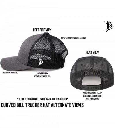 Baseball Caps 'Midnight Patriot' Dark Leather Patch Hat Curved Trucker - One Size Fits All - Charcoal/Black - C718IGQSRO3 $37.45