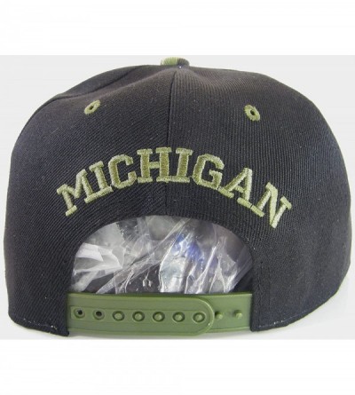 Baseball Caps Michigan 4-Color Script Men's Adjustable Snapback Baseball Caps - Black/Camouflage - CG17YGN4NKO $11.24