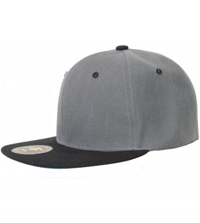 Baseball Caps New Two Tone Snapback Hat Cap - Grey Black - CC11B5O2NKR $7.83
