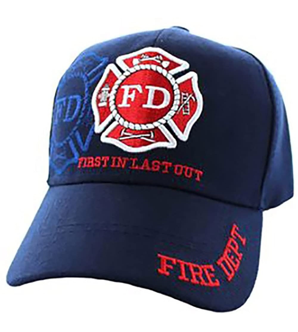 Baseball Caps Fire Department - First in Last Out Fireman Officer Gear Uniform Baseball Cap Hat Adjustable - Navy - CH17Z5DWK...