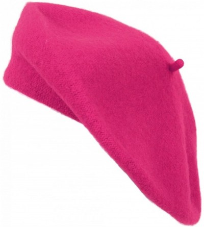 Berets Nollia Women's Solid Color Beret Hat - Fuchsia - CR12J2VA0N5 $7.98
