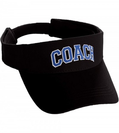 Baseball Caps Classic Sport Team Coach Arched Letters Sun Visor Hat Cap Adjustable Back - Black Hat White Blue Letters - C918...