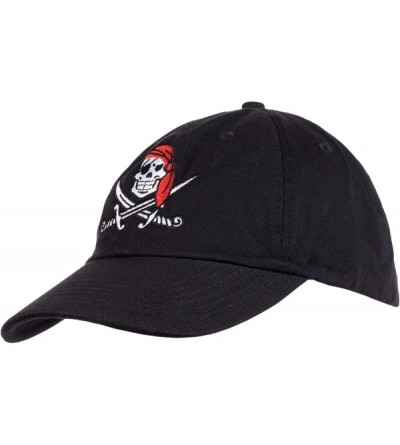 Baseball Caps Jolly Roger Pirate Flag - Skull & Crossbones Buccaneer Baseball Boat Cap Dad Hat Black - C218QNMLSHO $16.48