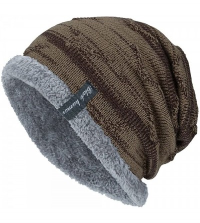 Skullies & Beanies Unisex Warm Knit Beanie Skull Cap Hedging Head Hat Slouchy Beanie Warm Outdoor Fashion Hat - Khaki - CX18A...