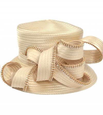 Bucket Hats Lady Church Derby Dress Cloche Hat Fascinator Floral Tea Party Wedding Bucket Hat S051 - Sd708-apricot - C118ELZN...