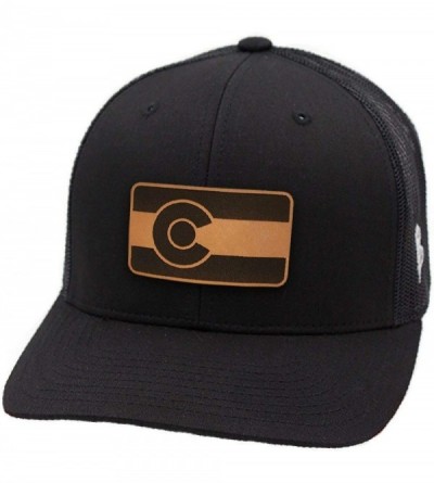 Baseball Caps 'The Colorado' Leather Patch Hat Curved Trucker - Heather Grey/Black - C518IORH44T $22.43