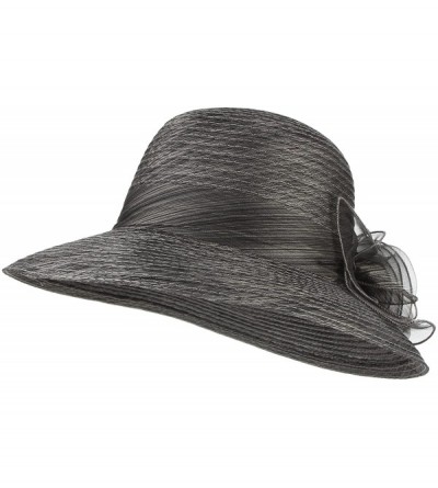 Fedoras Womens Summer Organza Hat Flower Sun Hat Derby Tea Party - Dark Grey - CS184WLH667 $12.01