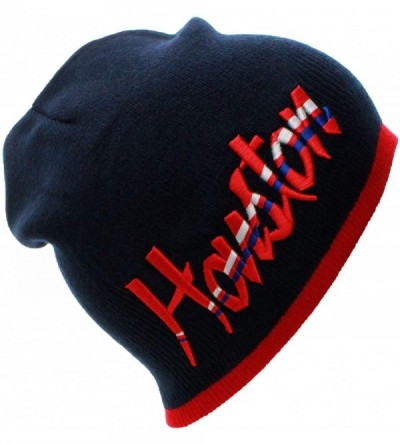Skullies & Beanies USA Sports City State Cuffless Beanie Knit Hat Cap - Houston Navy Red - C311QW42BTN $10.70