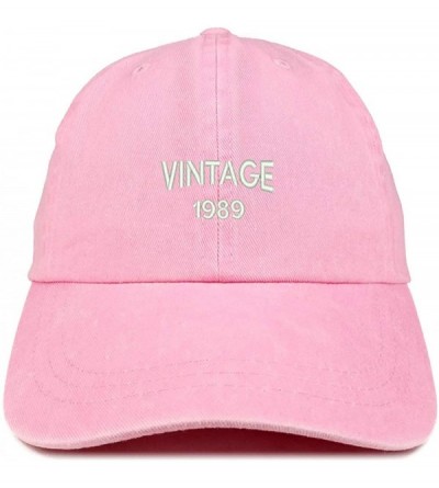 Baseball Caps Small Vintage 1989 Embroidered 31st Birthday Washed Pigment Dyed Cap - Pink - CT18C6UGLSN $18.39