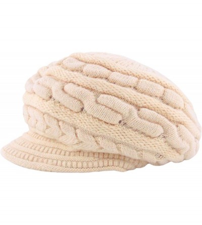 Skullies & Beanies Women's Winter Warm Hat Crochet Slouchy Beanie Knitted Caps with Visor - A-beige - C118HKCONHR $14.60