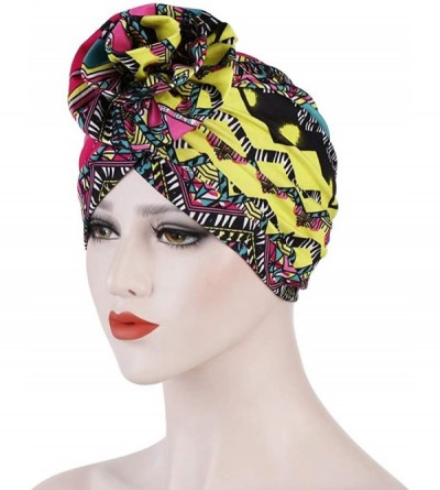 Skullies & Beanies Women Boho Flower Head Wraps Long Hair Scarf Turban Pre-tie Head Scarves - 3 - CA18W0NOUKN $11.95
