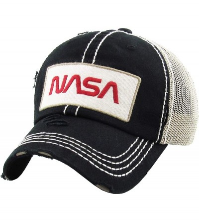 Baseball Caps Vintage NASA Insignia Dad Hat Collection Baseball Cap Polo Style Adjustable Worm - (1.8) Black Vintage Nasa Wor...