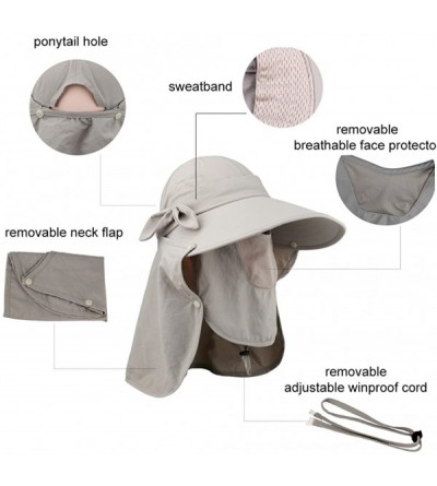 Sun Hats Women Summer Neck Flap Sun Visor/Hats Wide Brim UV Protection UPF 50+ Hiking Cap Adjustable - Style 1 Khaki - C418CL...
