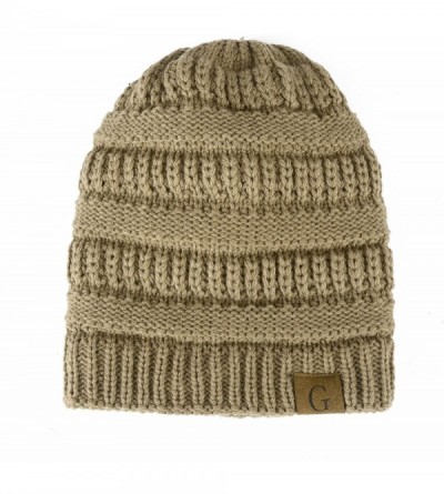 Skullies & Beanies Mens Womens Winter Cable Knit Slouchy Beanie Skully Cap Hat - Khaki - C71875MY2OY $10.95