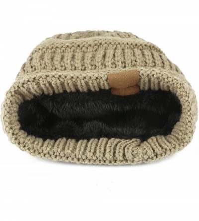 Skullies & Beanies Mens Womens Winter Cable Knit Slouchy Beanie Skully Cap Hat - Khaki - C71875MY2OY $10.95